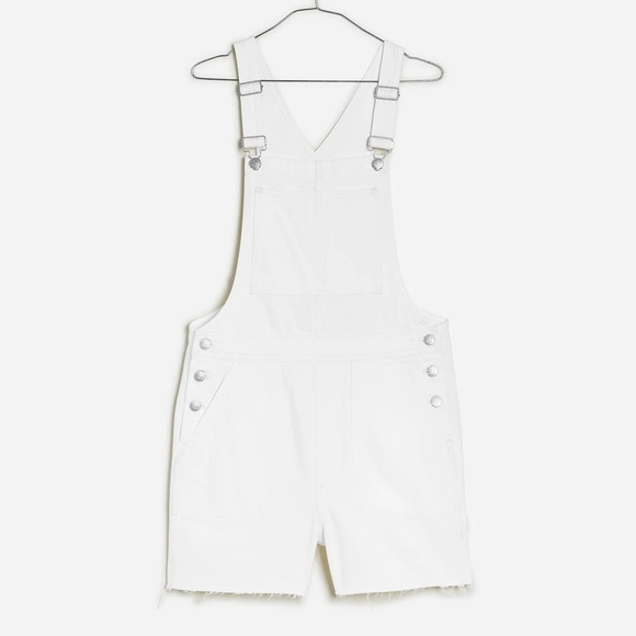 Madewell NWT Denim Oversized Carpenter Shortalls Tile White:Raw Hem Edition XXL - Picture 2 of 9